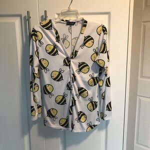 Loungewear pajamas romper PLT L Bee bumblebee honey long sleeves bumblebees bees